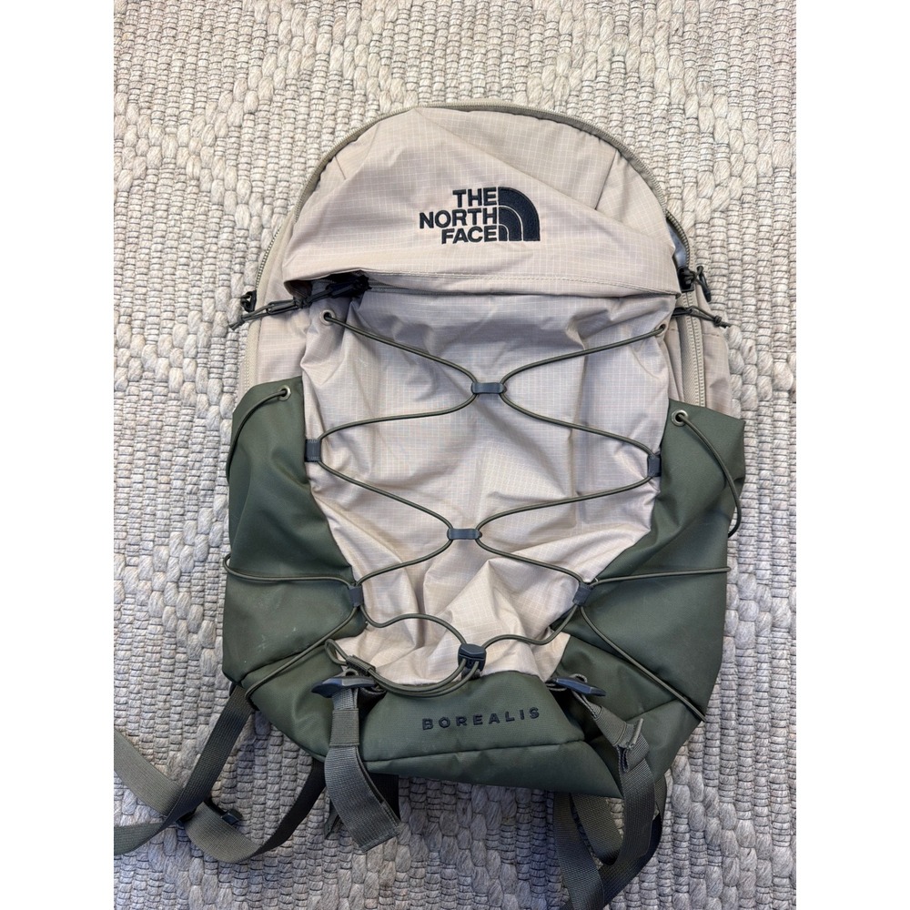 The North Face Borealis Backpack Tan Green Hiking Daypack Gorpcore School